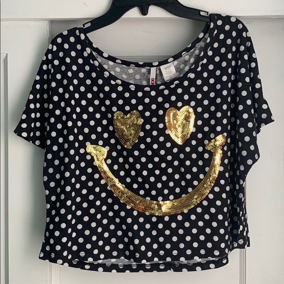 Smiley face polka dot crop top - Picture 1 of 4